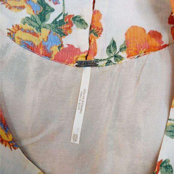 Free People SZ XS Floral Accordion Pleated Mini Dress OB502840 - Picture 4 of 9